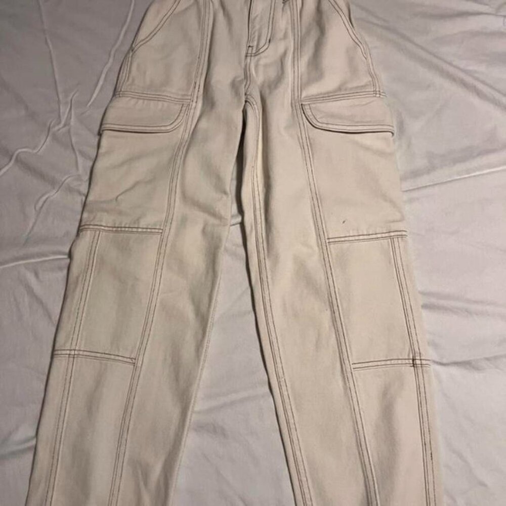 PacSun Women’s Size XS cream denim cargo pants